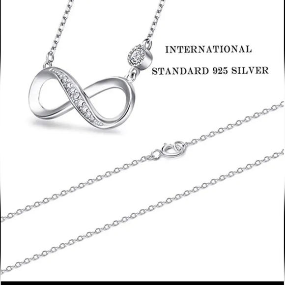 S925 Sterling Silver 14kGold Plated Diamond ForeverLove Infinity Pedant Necklace - Picture 4 of 5